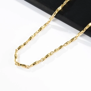 Golden Mobius ring stainless steel necklace with twisted link chain design for daily wear