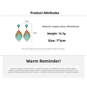 Detailed view of bohemian teardrop earrings showing size 7x3cm and 16.7g weight specs