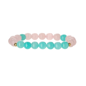 Natural amethyst and aventurine beaded bracelet with elegant golden accent spacers
