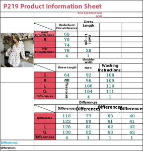 Size chart for cherry print pajama set including camisole, pants and robe measurements