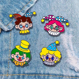 Cartoon Clown Enamel Pin Cute Circus Character Brooch Alloy Badge Decoration Jewelry For Clothes Bag Kids Adult Gift
