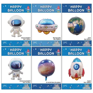 Set di palloncini in alluminio tema spazio con astronauti, UFO, Terra e razzi