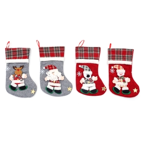Christmas stockings featuring 3D Santa, Reindeer, Bear, and Snowman for holiday gifts