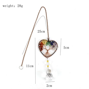 Detail of tree of life heart suncatcher showing 25cm length and 2cm crystal ball