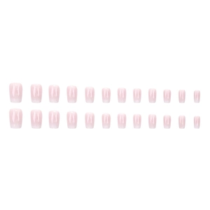Set of 24 pieces pink gradient press-on nails with a square round shape and jelly texture