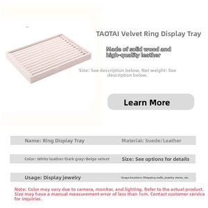 Detail of 10-slot velvet ring display tray with a premium wooden base for jewelry storage