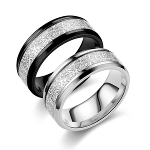 Titanium steel rings with frost texture in black and silver for men and women