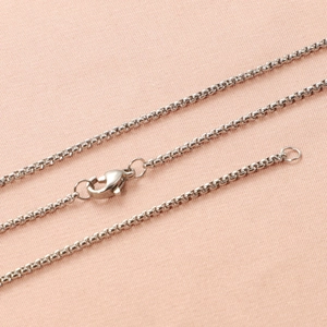 Silver stainless steel double circle box pearl chain necklace with lobster clasp