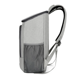 Gray insulated outdoor backpack with side mesh pockets and thickened shoulder straps