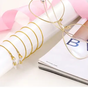 24k gold-plated stainless steel snake chain eyewear strap with silicone loops