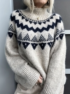 Retro Damestrui Met Col Losgebreid Jacquard Vintage Fair Isle Patroon Lange Mouwen Polyester Pullover Tops