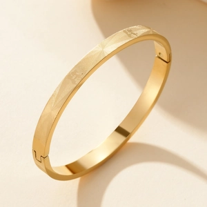 Bracciale Rigido Testurizzato In Acciaio Inossidabile Motivo Geometrico Minimalista Retro Per Coppie Gioielli Unisex
