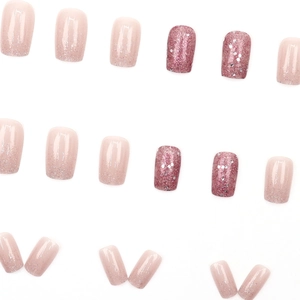 Rosa und lila Glitzer-Aufklebenägel Set mit Farbverlauf-Pailletten und Schimmereffekt