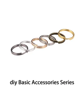 Flat split key ring hardware in silver gold and bronze finishes for jewelry making