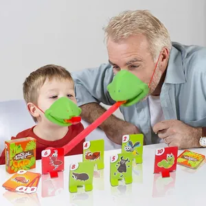 Tic Tac Tongue Board Game Chameleon Frog Mask Toy Tongue Out Competitive Parent-Child Interaction Desktop Party Games Kids