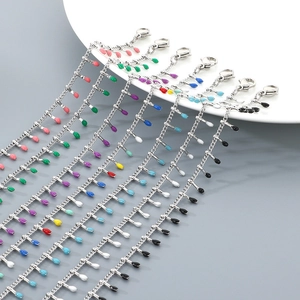 Multicolor enamel matchstick charm bracelets in silver titanium steel for women