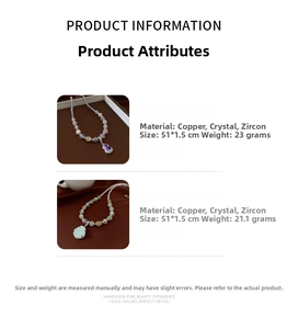 Detail specifications for zircon buddha crystal beaded necklaces in purple and green styles