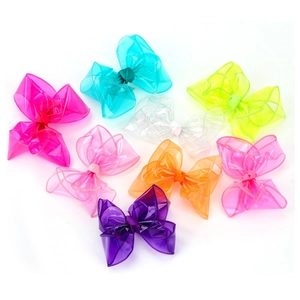 Set of 8 colorful jelly texture bow hair clips for girls in various vibrant gradient shades