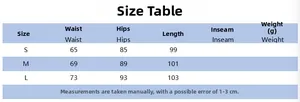 Detailed size chart with measurements for the mesh print layered midi skirt in S, M, L