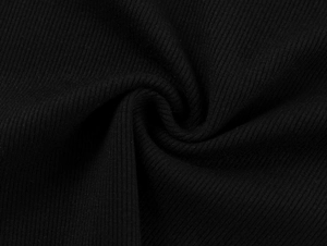 Detaillierte Makroaufnahme von schwarzem Rippstoff zeigt weiche Textur und Flexibilität
