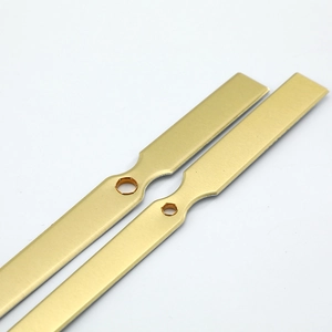 Brushed gold metal clock hands for quartz movement with sleek minimalist hollow design