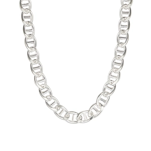 Minimalist 925 sterling silver pig nose anchor link necklace with polished finish