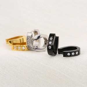 Boucles D'oreilles Huggie En Acier Inoxydable Avec Zircon En Forme De U Bijoux De Mode Pour Hommes Femmes