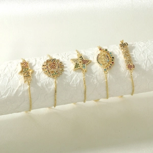 Elegant gold MAMA letter bracelets with colorful cubic zirconia for Mother's Day gift