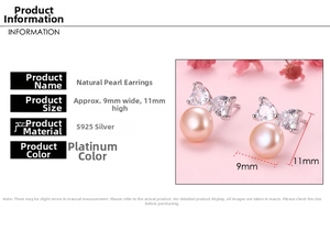 Macro detail of S925 silver bow stud earrings with heart zircon and natural pearls