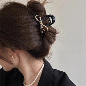 Elegant Bowknot Hair Claw Clip For Women Large Strong Hold PC And Alloy Metal Shark Clip Korean Style Headwear
