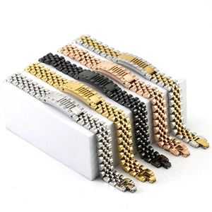 Classic 18K gold stainless steel jubilee watch band bracelet in five assorted colors