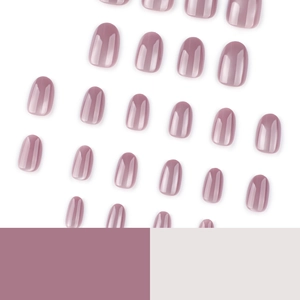 Elegant cat eye press on nails in dusty rose mauve with a high gloss finish