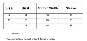Size chart detail for two-piece printed set with waist, hip, and length measurements