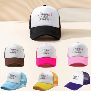 Trucker Hat Cotton Mesh Back Breathable Sun Protection Outdoor Retro Contrast Color Letter Print For Men Women