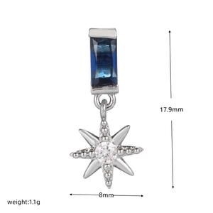 Detailed view of the 18k gold plated screw-back stud with precise product dimensions