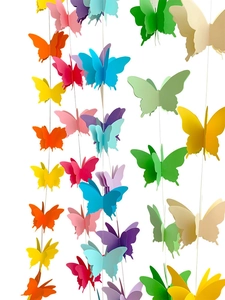 Detailed 3D colorful paper butterfly garland for birthday party hanging decorations