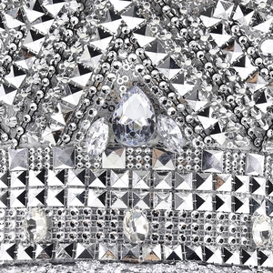 Sparkling silver flat top bridal hat with sequins and multifaceted crystals for parties