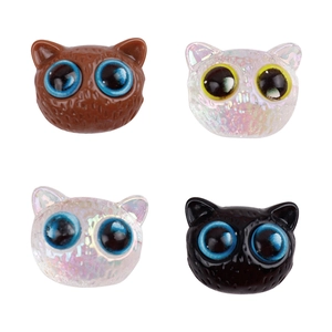 Set of four 18mm cute acrylic cat head beads for DIY jewelry and keychain making