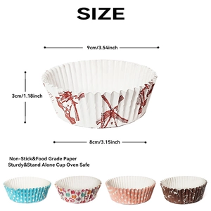 Greaseproof cupcake liners with size dimensions 9cm by 8cm by 3cm for baking needs