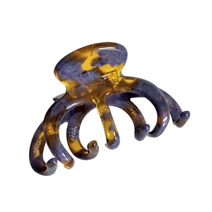 Brown and purple marble pattern 4mm acetate hair claw clip with tortoise shell finish