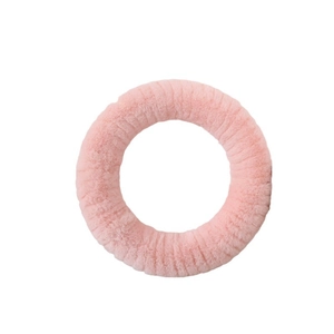 Pink plush wool felt ring cover with soft texture for home decoration or steering wheel