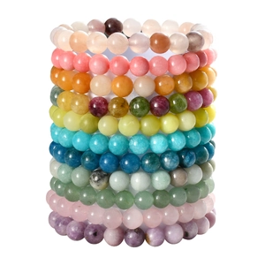 Set of 8mm natural stone bracelets in various vibrant colors for friendship gift