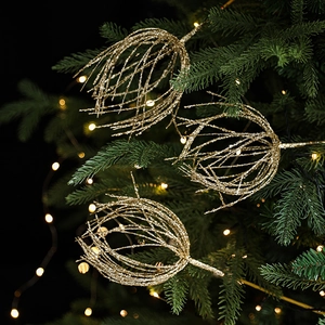 Branches de feu d'artifice à paillettes dorées pour décoration de sapin et art floral