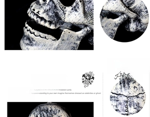 Detail of Halloween skull prop showing realistic bone texture and movable jaw mechanism