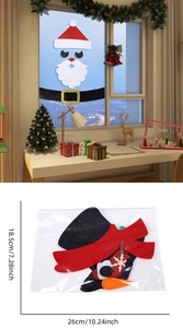 Close-up of festive reindeer felt window sticker with 26x18.5cm size dimension