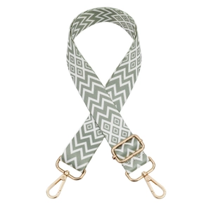 Adjustable geometric diamond pattern shoulder strap with gold metal hooks for handbags