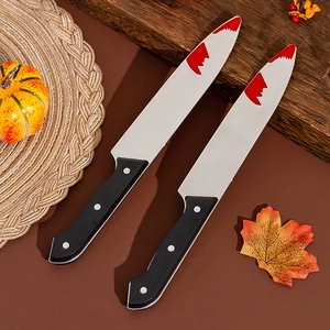 Realistic Halloween bloody plastic knives for cosplay and party decorations set