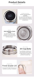 Detail of smart LED temperature display lid and SUS 304 stainless steel inner lining