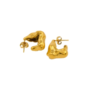 Moderne goldene Edelstahl-Ohrringe im unregelmäßigen Lava-Design für Damen