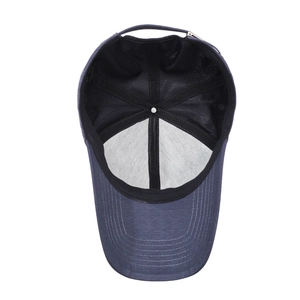 Navy blue baseball cap with letter embroidery and internal breathable mesh lining